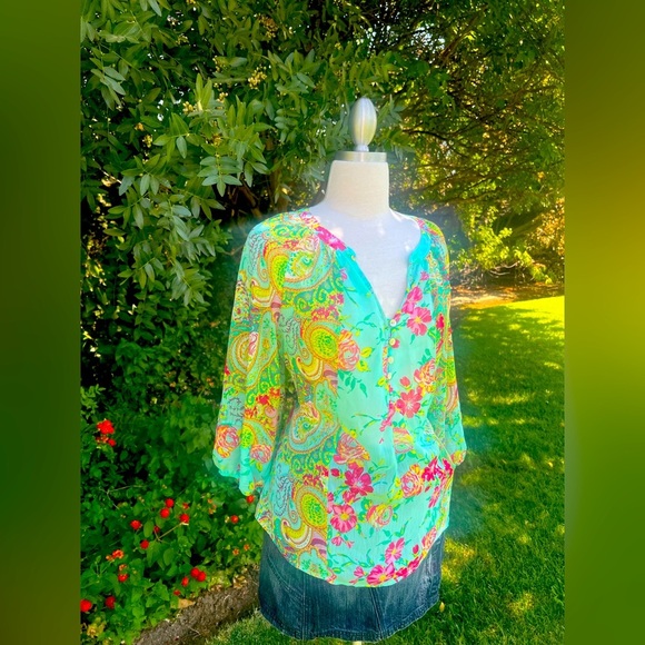 Fig and Flower Multicolor Paisley Blouse - Picture 6 of 8